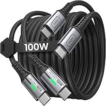 INIU USB C Cable, [2 Pack 2m 100W] 20V/5A PD QC 4.0 Fast Charging USB C to USB C cable, Nylon Braided Phone Charger Type C Data Cord for iPad Pro 2020 MacBook Air Samsung S20 S10 S9 Xiaomi Huawei etc