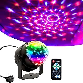 Disco Light，KOOT 3W 7-Colours Disco Ball Light with Remote Control and Sound Activated DJ Stage Lights for Kids Birthday Festival Bar Club Wedding Show.