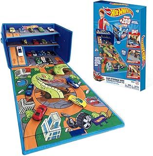 Hot Wheels Cars Case Garage Box Playmat - 3-IN-1 Collapsible Car Toys Storage Box with Speed Roads I Toy Car Storage (Cars Not Included)