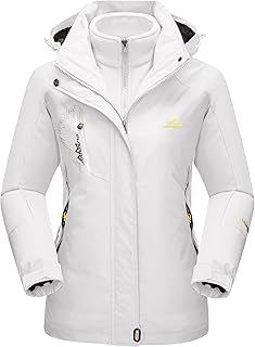 TACVASEN Women's 3-IN-1 Jackets Waterproof Fleece Jacket Outdoor Skiing Snowboarding Coat
