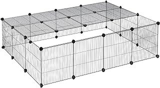 EUGAD rabbit run guinea pig run hamster playpen bunny puppy enclosure exercise fence with roof diy black 22 Panels (35x35cm/panel) 147 x 111 x 37 cm 0012WL