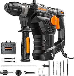RH15A SDS-Plus Rotary Hammer Drill 1500W, 4 in 1 Functions, Multi-Material Use, Safety Clutch, 6 Speed, 4350BPM/900RPM, SDS-Plus Adaptor, 7J, Vibration Control, Fit for Concrete, Wood, Steel