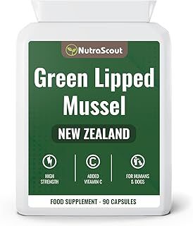 #1 Green Lipped Mussel for Humans and Dogs | New Zealand Sourced, UK Made Capsules with Added Vitamin C | Lab Tested With No Fillers | Joint Care Omega 3 Supplement | 3 Month Supply By NutraScout