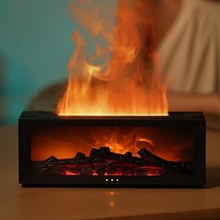 Flame Fireplace Diffuser, 150Ml Essential Oil Diffuser, 3D Fireplace Diffuser, With Remote Control, Aromatherapy Diffuser For Bedroom, with Auto-Off Protection for Home Office Yoga(Black)