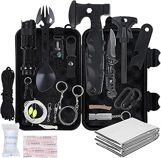 WOWOSS Emergency Survival Kit 18-in-1 Survival Equipment Emergency Tool Outdoor Multi-Tools for Hiking Camping Hunting Cycling Outdoors Adventures