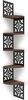 Five-Tier Wooden Corner Shelf,Shapes of Flowers Corner Shelves for Wall, Floating Corner Shelf and Bookcase, Living Room Bedroom Bathroom Corner Shelves（7.67x7.67x0.6in）.