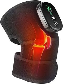 MOAJAZA Heated Knee Massager Heated Knee Brace Wrap, Vibration Knee Heating Pads, 3 Adjustable Intensity and Temperature, Knee Brace Wrap for Knee/Elbow/Shoulder Relax, Black