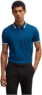 BOSS Mens Paddy Polo Shirt Short Sleeve Top Open Blue XL