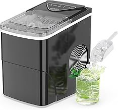 Ice Cube Maker FOOING Ice Machine Maker Worktop Ready in 6 Mins 2L Ice Machine with Ice Scoop and Basket LED Display Ice Makers for Home Bar Kitchen Office, Black