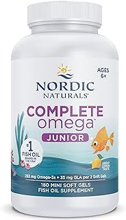 Nordic Naturals, Complete Omega-3 JR, 283mg Omega-3, for Children, Lemon Flavour, with EPA and DHA, 180 Softgels, Soy Free, Gluten Free, Non-GMO