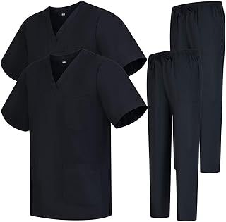 Pack * 2 Pcs - Uniforms Unisex Scrub Set – Medical Uniform with Scrub Top and Pants 2-6801-6802
