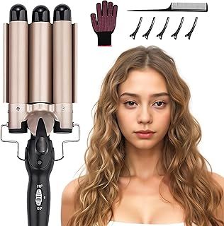 DazSpirit 3 Barrel Hair Wavers for Long/Short Hair, 25mm Hair Curler Mermaid Hair Waver with 2 Temperature Control, Waver Curling Wand for Hair Styling Appliances