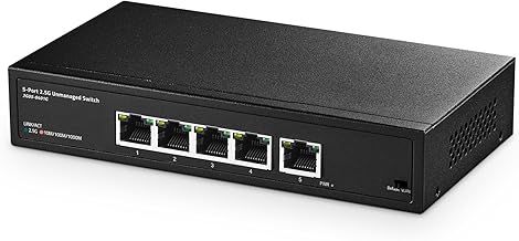 Binardat 5 Port 2.5G Switch, 5 x 2.5 Gigabit RJ-45 Ethernet Ports, Support Vlan, Metal Unmanaged Multi-Gigabit Desktop Network Switch…