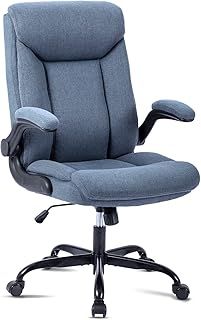 Executive Office Chair, Ergonomic Computer Desk Chair Swivel Work Chair with Flip-up Armrest, Adjustable Height, Comfortable for Office Home (Navy Blue)