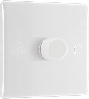 BG Electrical Intelligent Single Wall Dimmer Switch, 2 Way, Round Edge, Nexus 800 Series, White Moulded, 200W, 881
