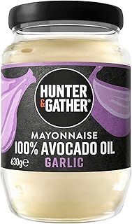 Hunter & Gather Garlic Avocado Oil Mayonnaise 630g | Seed Oil Free I Made with Pure Avocado Oil & British Free Range Egg Yolk | Paleo, Keto, Sugar and Gluten Free Avocado Mayo