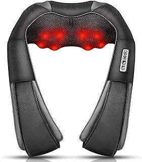 Neck Massager, Deep Tissue 3D Kneading, by iKristin, Portable, with Heat, Shiatsu Massager for Neck, Back, Shoulder, Foot and Leg, at Home and Car, Suitable for Women and Men.