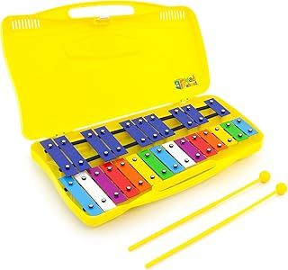 Mad About XYL50-CL 25-Note Chromatic Glockenspiel & Two Beaters - Yellow Case - Ideal Introduction to Musical Harmony - Metallophone Xylophone