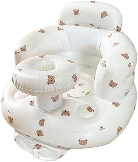 Baby Inflatable Seat for Babies 3-36 Months Built in Air Pump Infant Back Support Sofa Toddler Chair for Sitting Up, Baby Shower Chair Baby Outdoor Seat Floor Seater Gifts (Bear)