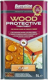 Barrettine Wood Protective Treatment (Clear, 5L) - Ideal Treatment for Outdoor Treated Timber Structures. Wood Protector Oil with Water Repellent Qualities. UV & Fade Resistant.