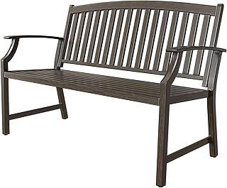 Grand patio Outdoor Bench, Garden Bench with Anti-Rust Aluminum Steel Metal Frame, Choice of Colours, Suitable for Indoor, Outdoor, Patio, Park (Dark Brown)