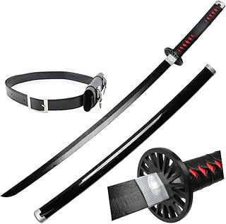 Demon Sword Cosplay Katanas Blade Prop For Kamado Tanjirou Samurai anime Ninja Sword Decorative Toys for Slayer Fans Anime Lovers Decorative Weapon Toys Wooden Model 41 Inches, A
