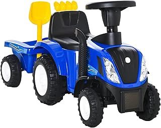 HOMCOM Ride On Tractor Toddler Walker Foot To Floor Slider w/Horn Storage Steering Wheel for 1-3 Years Old Blue