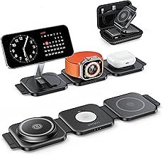 JARGOU 3 in 1 Wireless Charger,Foldable Travel Wireless Charger Station for iPhone 16/15/14/13/12 Series,Apple Watch Charger for iWatch 9/Ultra 2/Ultra/8/7/6/SE/5/4/AirPods 2/3/Pro
