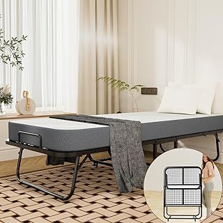 Hommyguard Folding Bed with Mattress, 90x200 cm Foldable Guest Bed, 13cm Thick Memory Foam, Portable for Adults, Includes Storage Cover