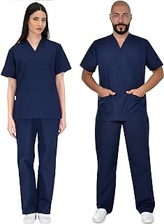 B-well Colombo Unisex Scrub Set, Slip-On Tunic and Slip-On Trousers Set, Medical Doctor Uniform, Medical Uniforms & Scrubs, Medical Work Wear, Thick Fabric