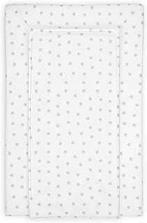 Baby Changing Mat, Grey Stars Deluxe Waterproof with Raised Padded Edges, Uniquely Designed, Easy Wipe Clean a Perfect, Practical Addition to Your Nursery 75cm x 47.5cm x 5cm