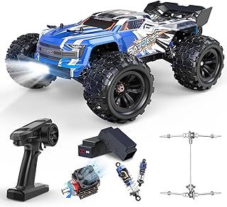 DEERC Brushless Extreme High Speed RC Truck, 1:16 4X4 RTR Fast RC Cars for Adults, Max 42mph All Terrains RC Monster Truck, Off Road Hobby Electric Vehicle Gift for Boys, 2 Battery