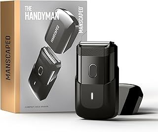 Manscaped Refining The Gentleman Handyman Compact Face Shaver – Portable Men’s Travel Facial Hair Groomer, Cordless Electric Razor with USB-C Rechargeable Battery, Long-Hair Leveler & Foil Blades