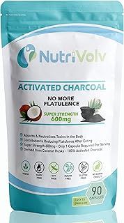 Activated Charcoal 600mg | 90 Capsules | Reduce Flatulence, Gas & Bloating | Detox