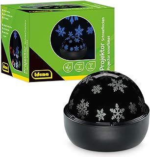 Idena 50146 LED Projector Snowflakes, Lights in Red, Green and Blue, LED Starry Sky Projector with 2 Modes, for Indoor, Battery Operated, Approx. 16.2 x 13 cm