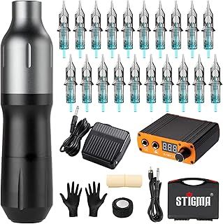 Stigma Tattoo Machine Kit Rotary Tattoo Pen Tattoo Gun Tattoo Machine Kit With Switch Power Supply 10 Tattoo Ink 20 Tattoo Cartridge Needles STQ49P107-1-EU