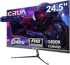 CRUA 27 Inch Curved Gaming Monitor,Full HD(1920x1080P) VA Panel 1800R 240Hz Refresh Rate Computer Monitor with Blue Light Filter,for Gaming & Office(DP,HDMI) - Wall Mountable, Black