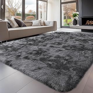 Sour Lemon Rugs Living Room 200x300cm, Grey Area Rugs for Bedroom, Washable Anti Slip Extra Large Shaggy Soft Rug Fluffy Modern Floor Carpets Mat Beside Carpet for Kids Living Room