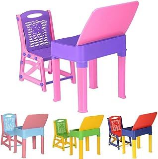 A406 Kids Study Desk & Chair Set - Junior's Toddler Study Table & Chair for Children Boys & Girls Gift Set (Pink/Purple)
