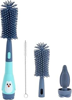 Vicloon Baby Bottle Brush, 2 in 1 Bottle and Teat Cleaning Brush, Silicone Bottle Cleaner Brush for Cleaning Water Bottles Baby Bottles Glass Cup Thermoses, Blue