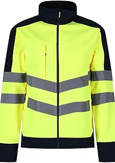 Regatta TRA625 20770 Professional Hi-Vis Waterproof and Breathable Softshell Jacket, Yellow/Navy, L