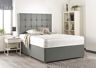Silver Linen Memory Foam Divan Bed With Mattress, No Headboard, No Drawers (Single (90cm X 190cm))