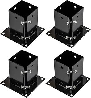 Woodside Heavy Duty Steel Bolt Down Fence Post Holder/Support Base, 100mm x 100mm x 150mm, Fixings Included, (pack of 4)