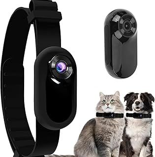 Wireless Collar Camera, HD 1080P Sport/Action Camera with Video Records Mini Body Camera Home Security Camera Tracker Collar for Cats Dogs Indoor/Outdoor, No WiFi Needed(Black)