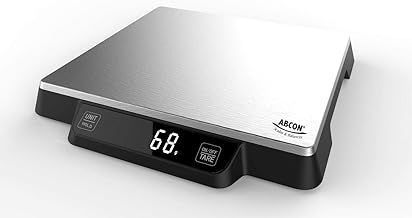 ABCON Multipurpose Digital 15kg 34lb Large Kitchen Postal Weighing Scales Slim Cooking Baking Food Ingredients Liquids Weigh & Add in Same Bowl Shipping Letters Postage Parcel Stainless Steel Platform
