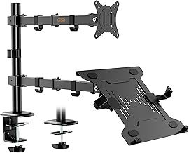 VonHaus Monitor Stand with Laptop Tray for 13-32" Screen, Monitor Mount and Desk Clamp, Height Adjustable, Easy Assemble Stand w/Full Tilt, Rotation & Swivel Arms, VESA: 75x75 & 100x100mm