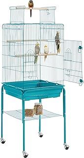 Yaheetech Parrot Cage Bird Cage Open Play Top Budgie Cage with Detachable Stand for Mid-Sized Cockatiel Sun Parakeet Green Cheek Conure Black