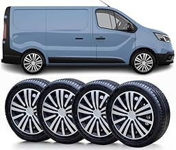 SOLIP 16 inch wheel trims, Hubcaps, Set of 4 for Vauxhall Vivaro, Citroen Dispatch, Peugeot Expert,Renault Trafic,Alloy wheels look covers Silver/Black (6F)