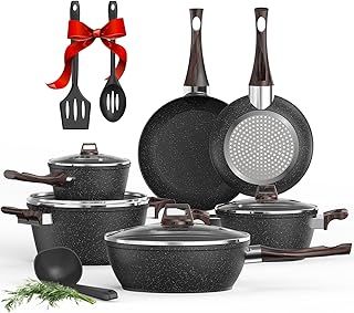 13pcs Pots and Pans Set GranitePro Non Stick, Induction Kitchen Cookware Set with Lids, Cooking Set/Frying Pans & Saucepans (Non Toxic PFOS Free)