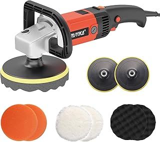 Electric Car Polishers and Buffers, 1600W Professional Orbit Polishing Machine, 8 Variable Speeds, 7'' 180mm Buffing Waxing Sponge Pads, Car Detailing Kit